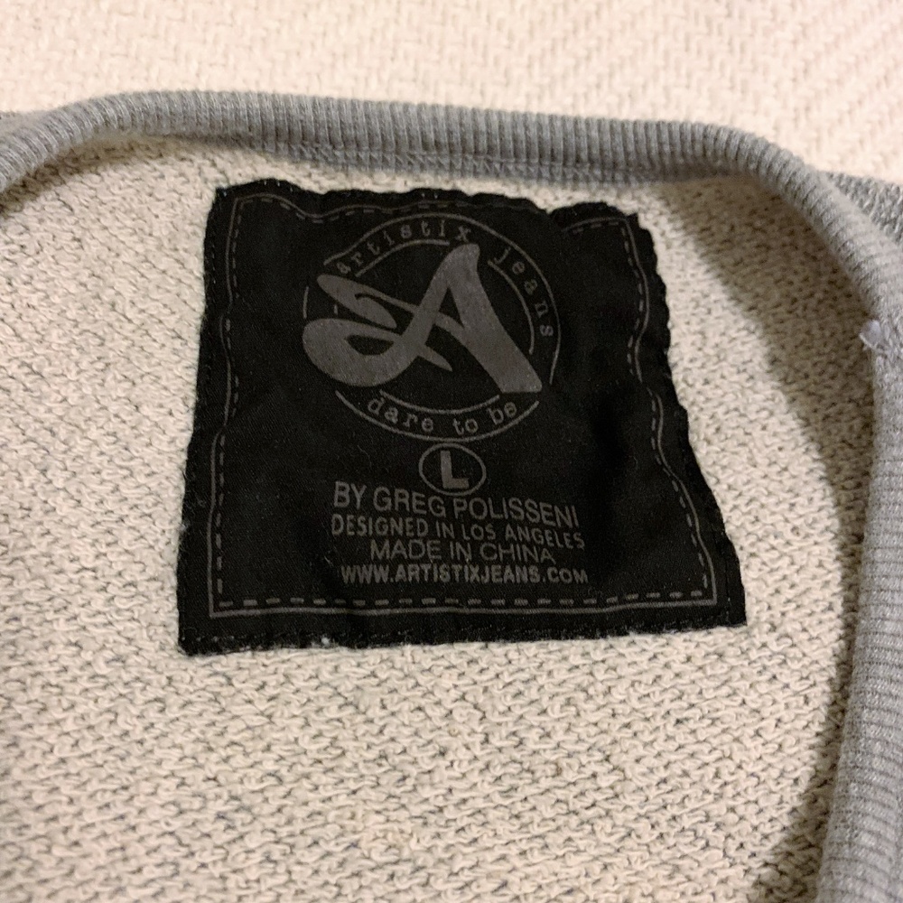 Artistix Jeans Grey Knit Sweater With Faux Leather - Picture 4 of 8